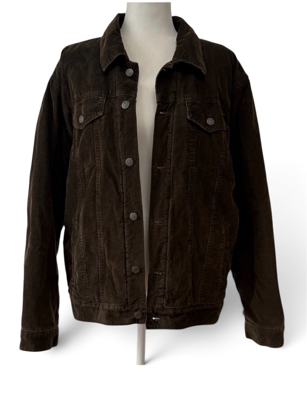 Vintage y2k GAP Mens Brown Corduroy Sherpa Lined Trucker Jacket Size L Buttons